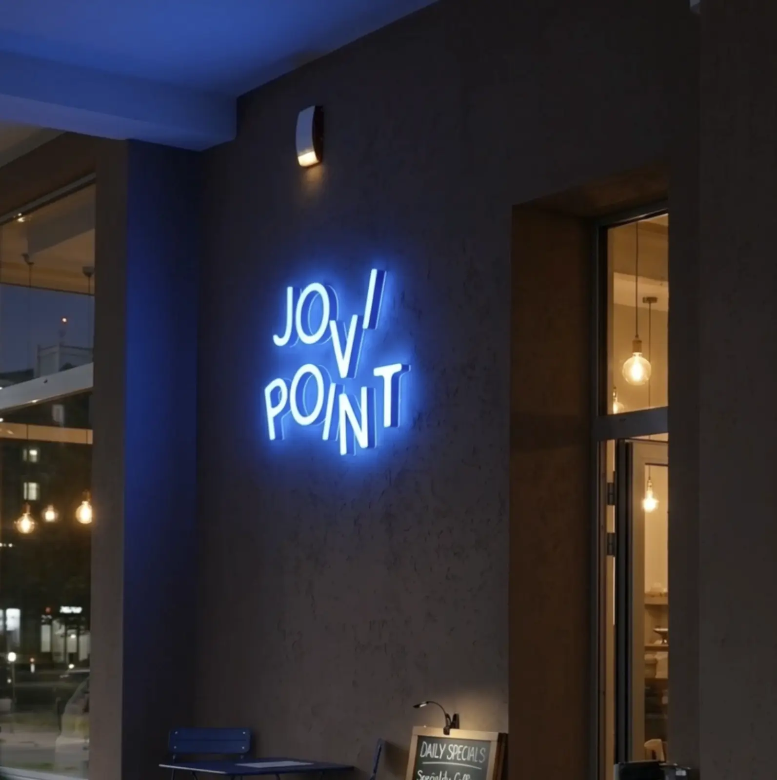 Svetelná reklama Jovi Point — realizácia Neonworld